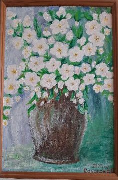 Flowers in a clay vase