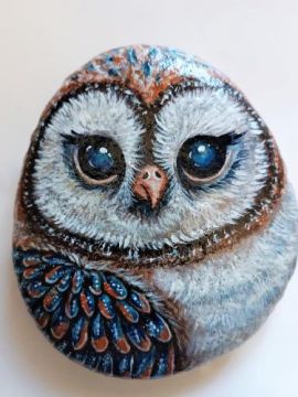 Owl Stone Painting
