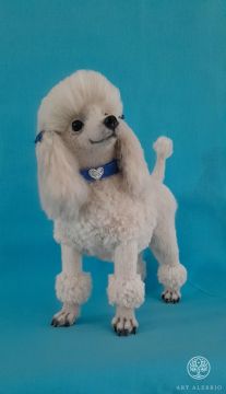 Crocheted realistic replica of a poodle dog