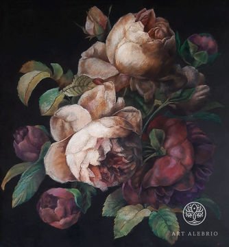 Bouquet of peonies (Based on the works of Pierre-Joseph Redouté “Peonies and Butterfly” and “Still Life with White Peonies”)