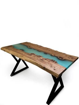 Dining table river made of elm slab 