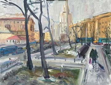 Chkalovsky Square spring (Roman Zlenko) oil on canvas, 40x50