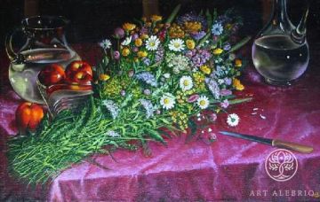 Still-life with the Jugs and Wildflowers