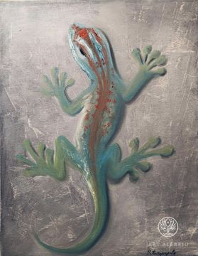 Gecko, oil on canvas, impressionism.