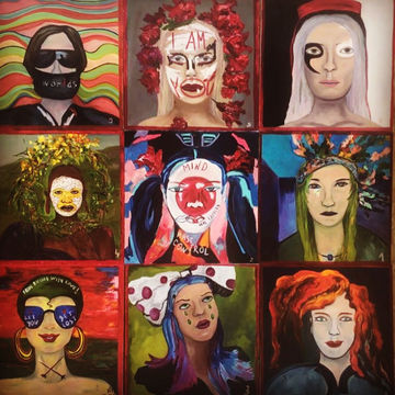 Self-portrait. 9 women.