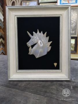 Painting on a stone. Lithograph "Unicorn"