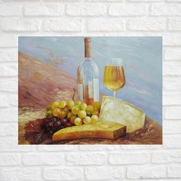 Oil painting "Still life with wine"