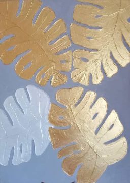 Monstera leaves in gold