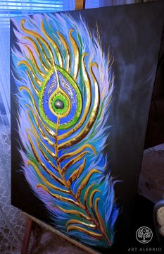 volumetric peacock feather using bas-relief technique