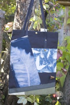 textile bag in SUPREMATIC PRINTWORK style with PHOTOGRAM