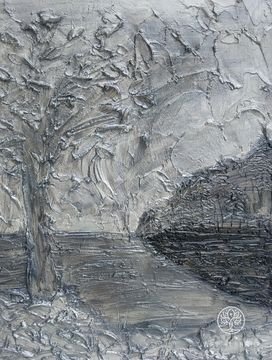 Silver landscape. Texture painting