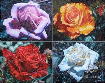 4 ROSES - SERIES OF PAINTINGS ROSES IN THE GARDEN (4 paintings)