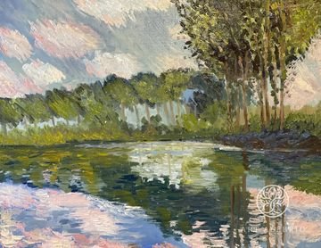 Poplars on the Epte, a free copy of C. Monet