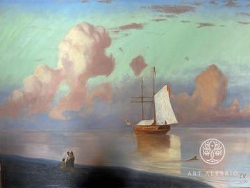 Sunset. Free copy of Aivazovsky's painting
