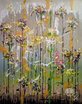 RELOCATION OF FLOWERS. Floral abstraction (yellow) triptych / RESETTLEMENT OF FLOWERS. Floristic abstraction (yellow) trip