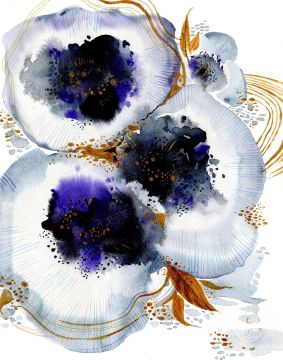 White anemones with gold