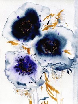 White anemones with gold. Abstraction