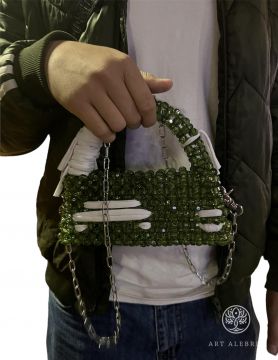 Bag of beads and yarn