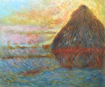 Haystacks. Copy of a painting by C. Monet