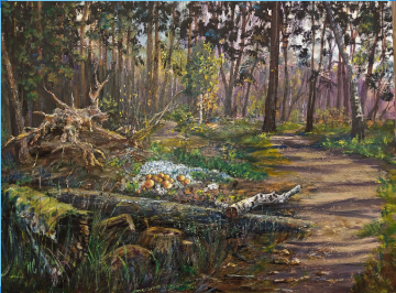 Path in the forest. Canvas on a stretcher. 60x80 cm. Acrylic.