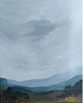 Modern summer landscape with acrylic "In the sky"